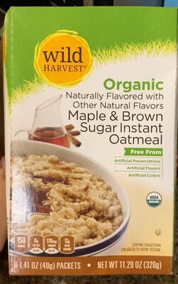 Maple & Brown Sugar Flavored Organic Instant Oatmeal, Maple & Brown Sugar