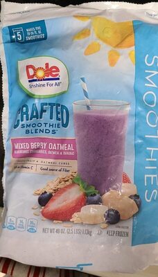 Mixed Berry Oatmeal Blueberries, Strawberries, Oatmeal & Bananas Crafted Smoothie Blends, Mixed Berry Oatmeal