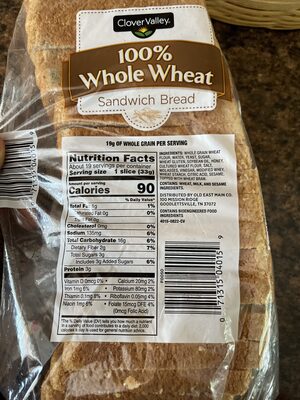 100% Whole Wheat Sandwich Bread, 100% Whole Wheat