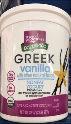 Vanilla Organic Greek Nonfat Yogurt, Vanilla