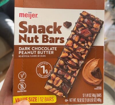 Dark Chocolate Peanut Butter Snack Nut Bars, Dark Chocolate Peanut Butter
