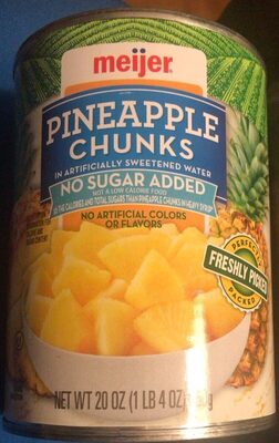 Pineapple Chunks No Sugar Added In Sweetened Water, Sweetened Water