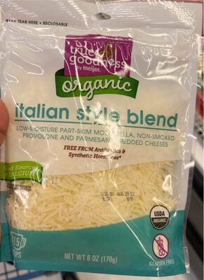 Italian Style Blend Organic Low-Moisture Part-Skim Mozzarella, Non-Smoked Provolone, Romano And Parmesan Shredded Cheeses, Italian Style Blend