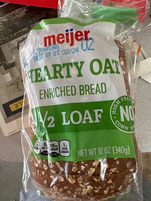 Hearty Oat Enriched Bread 1/2 Loaf, Hearty Oat