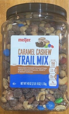 Caramel Cashew Milk Chocolate Caramel Mini Cups, Roasted & Salted Cashews, Salted Caramel Peanuts, And M&M's Trail Mix, Caramel Cashew