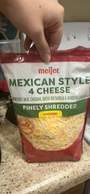 Mexican 4 Cheese Monterey Jack, Cheddar, Queso Quesadilla & Asadero Finely Shredded Cheeses, Mexican 4 Cheese