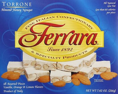 Vanilla, Orange & Lemon Flavors Soft Almond Honey Nougat Torrone, Vanilla; Orange; Lemon; Almond; Honey