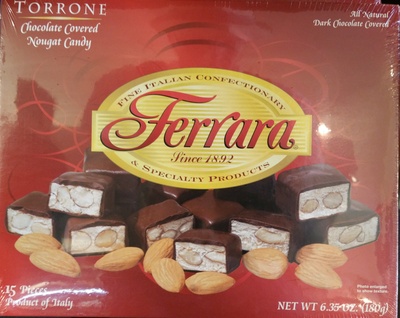 Torrone Dark Chocolate Covered Nougat With Almonds