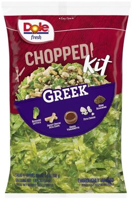 Greek Romaine Lettuce, Sweet Onion Pita Chips, Greek Vinaigrette, Feta Cheese, Herb Seasoning Chopped Kit, Greek