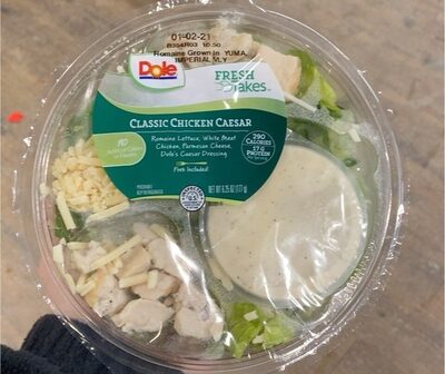 Classic Chicken Caesar Romaine Lettuce, White Meat Chicken, Parmesan Cheese, Dole's Caesar Dressing, Classic Chicken Caesar