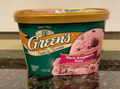 Black Raspberry Blast Frozen Dairy Dessert With Raspberry-Filled Confection Hearts And Chocolate Flakes, Black Raspberry Blast