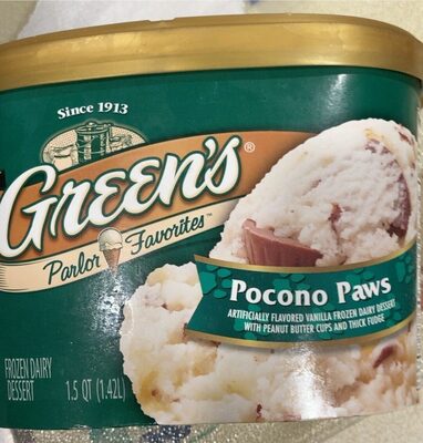 Pocono Paws Vanilla Frozen Dairy Dessert With Peanut Butter Cups And Thick Fudge, Pocono Paws