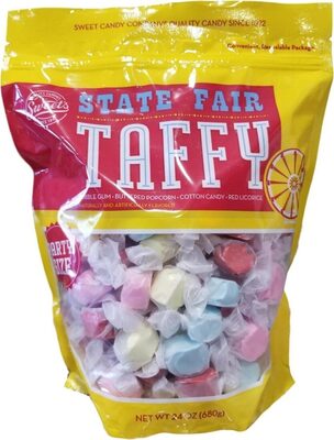 Sweet's, State Fair Taffy, Bubble Gum, Buttered Popcorn, Cotton Candy, Red Licorice, Bubble Gum, Buttered Popcorn, Cotton Candy, Red Licorice