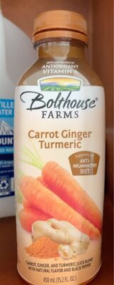 No Sugar Added Carrot Ginger Turmeric Juice, Carrot; Ginger; Turmeric