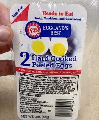 2 Hard Cooked Peeled Eggs