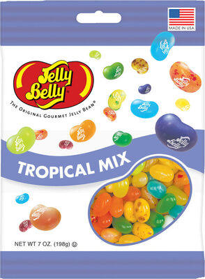 Tropical Mix Jelly Beans, Berry Blue, Cantaloupe, Coconut, Crushed Pineapple, Green Apple, Island Punch, Kiwi, Sunkist Lemon, Lemon Lime, Mango, Peach, Pina Colada, Sunkist Pink Grapefruit, Strawberry Daiquiri, Sunkist Tangerine, Top Banana