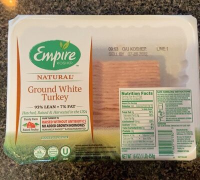 Natural 93% Lean 7% Fat Ground White Turkey
