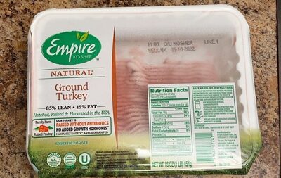 Natural 85% Lean 15% Fat Ground Turkey