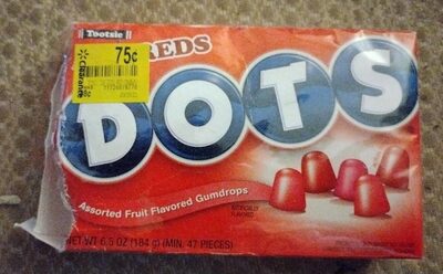 Assorted Fruit Flavored Gumdrops Dots, Cherry, Fruit Punch, Strawberry