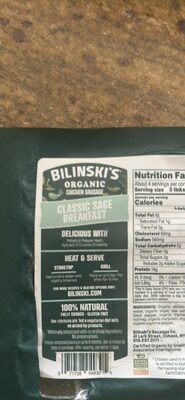 Classic Sage Breakfast Fully Cooked Chicken Sausage, Classic Sage Breakfast