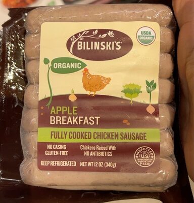 Apple Breakfast Organic Fully Cooked Chicken Sausage, Apple Breakfast