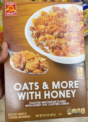 Oats & More With Honey Sweetened Corn And Wheat Flakes With Honey Flavored Oat Cluster Cereal, Oats & More With Honey