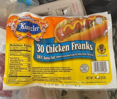 Kunzler Chicken Franks, 30 Count, 48 Oz
