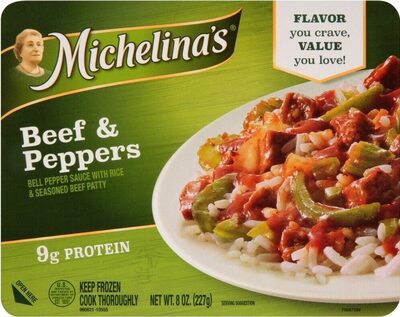 Beef & Peppers Bell Pepper Sauce With Rice & Seasoned Beef Patty Crumbles, Beef & Peppers