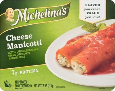Cheese Ricotta, Cheddar, Parmesan & Romano Cheeses With Marinara Sauce Manicotti, Cheese