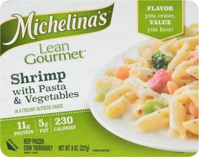 Shrimp With Pasta & Vegetables In A Creamy Alfredo Sauce, Shrimp