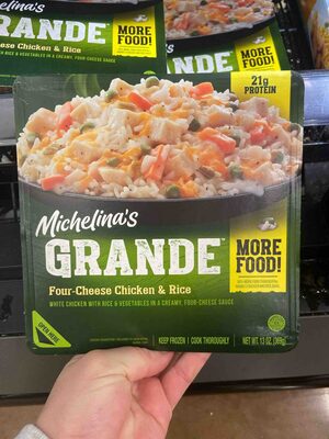 Four-Cheese Chicken & Rice White Chicken With Rice & Vegetables In A Creamy, Four-Cheese Sauce, Four-Cheese Chicken & Rice