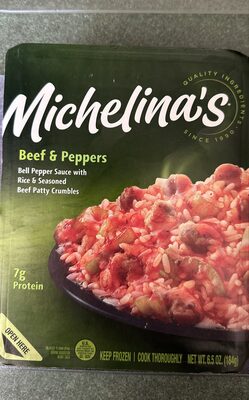 Beef & Peppers Bell Pepper Sauce With Rice & Seasoned Beef Patty Crumbles, Beef & Peppers