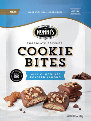 Milk Chocolate Roasted Almond Chocolate Covered Cookie Bites, Milk Chocolate Roasted Almond