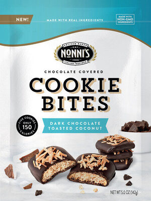 Dark Chocolate Toasted Coconut Chocolate Covered Cookie Bites, Dark Chocolate Toasted Coconut