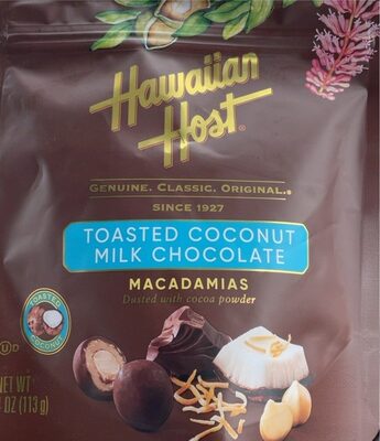 Toasted Coconut Milk Chocolate Macadamias Dusted With Cocoa Powder, Toasted Coconut Milk Chocolate With Cocoa Powder