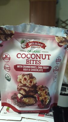 Organic Coconut Bites With Cranberries, Chia Seeds Goji & Chocolate, Cranberries, Chia Seeds Goji & Chocolate
