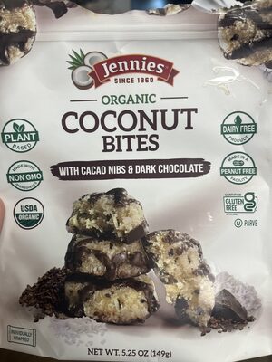 Organic Coconut Bites With Cacao Nibs & Dark Chocolate, Cacao Nibs & Dark Chocolate