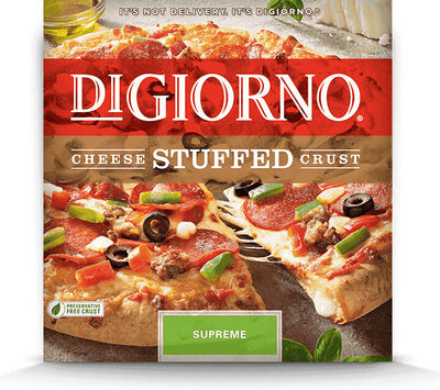 Supreme Sausage, Pepperoni, Red & Green Peppers, Onions, Black Olives Cheese Stuffed Crust Pizza, Supreme