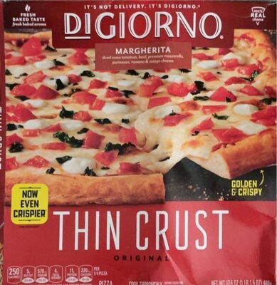 Margherita Diced Roma Tomatoes, Basil, Premium Mozzarella, Parmesan, Romano & Asiago Cheeses Original Thin Crust Pizza, Margherita