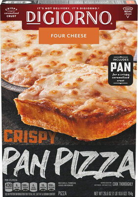 Four Cheese Mozzarella, Parmesan, Asiago And Romano Crispy Pan Pizza, Four Cheese