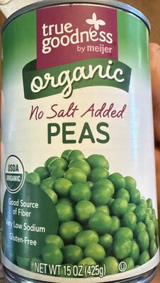Sweet Organic No Salt Added Peas, Sweet