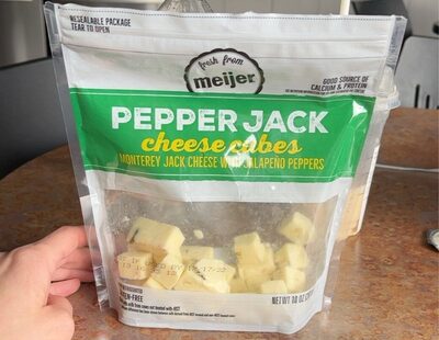 Pepper Jack Monterey Jack Cheese Cubes With Jalapeno Peppers, Pepper Jack