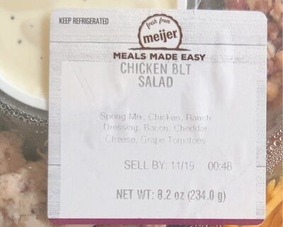 Chicken Blt, Spring Lettuce Mix, Ranch Dressing, Tomatoes, Cheddar Cheese, Bacon Salad, Chicken Blt