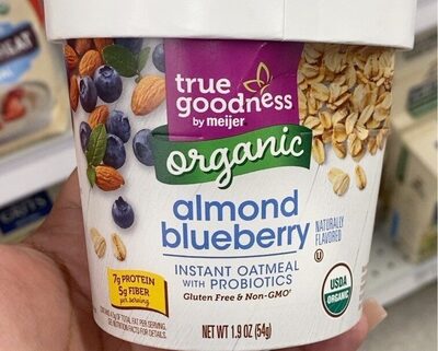 Organic Almond Blueberry Instant Oatmeal With Probiotics, Almond Blueberry