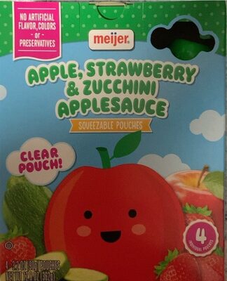 Apple, Strawberry & Zucchini Applesauce Squeezable Pouches, Apple, Strawberry & Zucchini