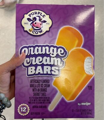 Orange Cream Vanilla Lite Ice Cream Bars With An Orange Sherbet Shell, Orange Cream