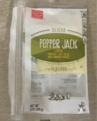Pepper Jack Monterey Jack Sliced Cheese With Jalapeno Peppers, Pepper Jack