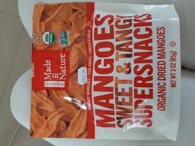 Mangoes Sweet & Tangy Supersnacks Organic Dried Fruit, Mangoes Sweet & Tangy