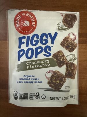 Cranberry Pistachio Figgy Pops Organic Unbaked Fruit & Nut Energy Bites, Cranberry Pistachio