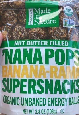 Banana-Rama 'Nana Pops Supersnacks Organic Unbaked Energy Balls, Banana-Rama